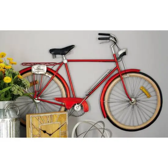 Red Vintage Metal Bicycle Wall Accent {6}
