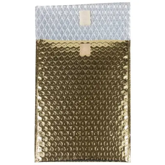 JAM Paper 5.5" x 6.5" Bubble Padded Mailers with Hook & Loop Closure, 100ct. Gold Metallic {4}