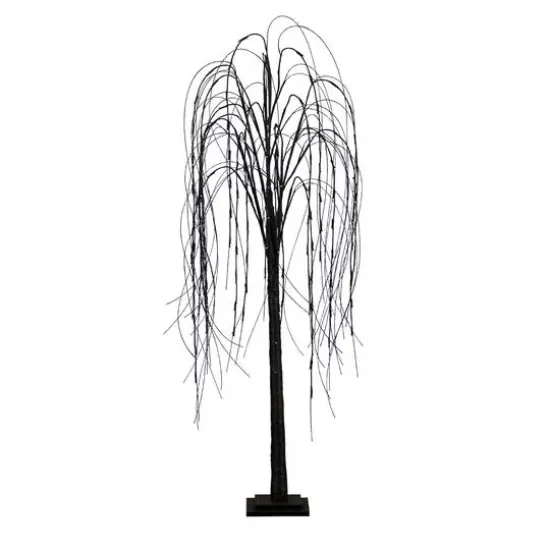 5ft. Orange & Purple LED Pre-Lit Halloween Black Willow Artificial Fall Tree {1}