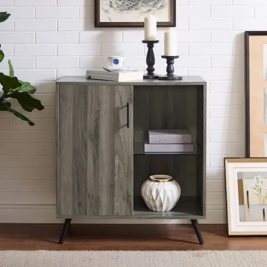 Walker Edison 30" Slate Grey Modern Wood Accent Cabinet  {4}
