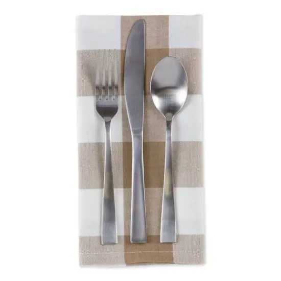 DII&reg; Buffalo Check Oversized Napkin, 6ct. Stone/White {4}