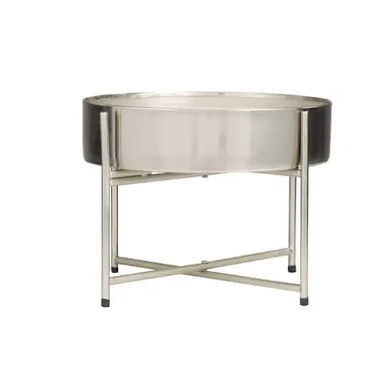 110oz. Sweet Bamboo Scented White 5 Wick Candle in Silver Bowl with Stand {5}