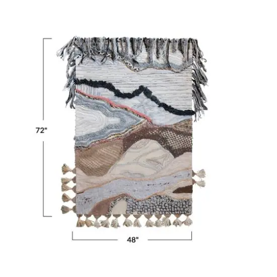 Hello Honey&reg; Multicolor Varying Pile Embroidered Cotton Blend Wall Hanging with Wooden Hanger {4}