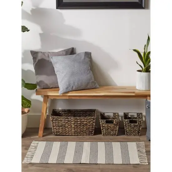 DII&reg; Gray Ticking Stripe Hand-Loomed Rug, 2ft. x 3ft. {4}