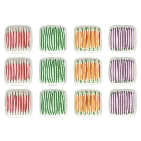 Hello Honey&reg; 6" Vegetable Square Stoneware Plate, 12ct. {1}