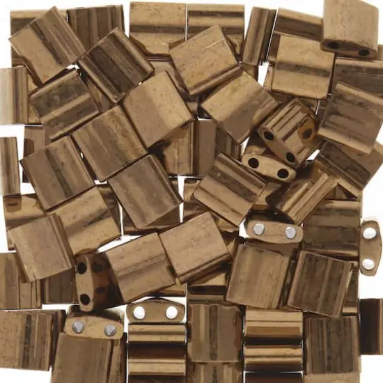 Miyuki&reg; Tila&reg; 5mm 2-Hole Square Glass Seed Beads Dark Bronze {1}