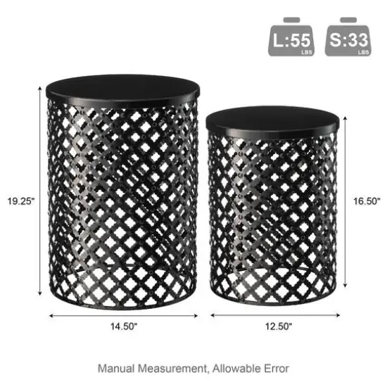 Glitzhome&reg; Multifunctional Metal Garden Stool Set Black {9}