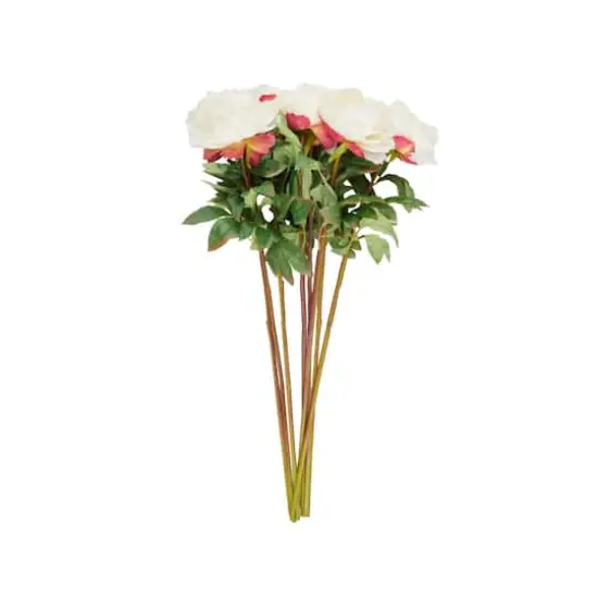 31" White Peony Artificial Flower Stem with Pink Accents, 8ct. {3}