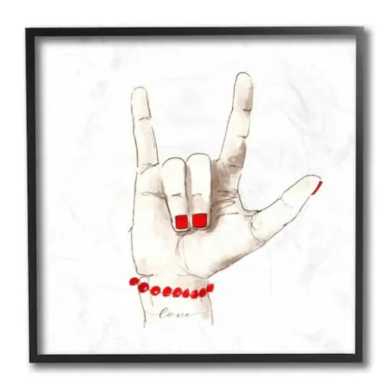 Stupell Industries I Love You Sign Language Gesture Red Accents Black Framed Wall Art {1}