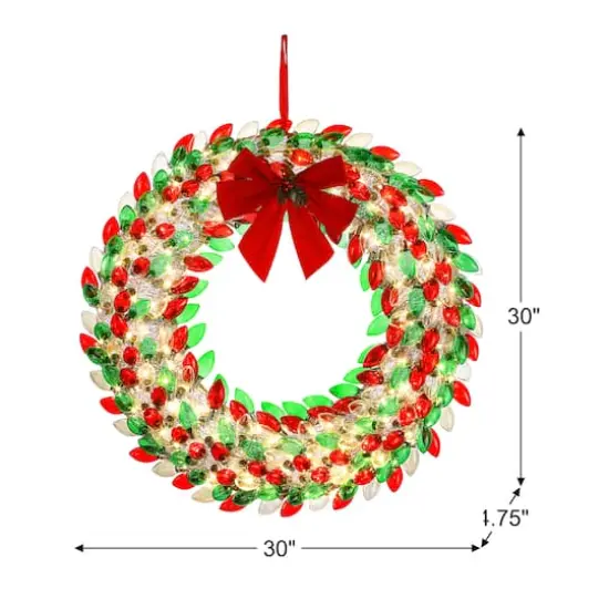 Mr. Christmas 30" Red & Green LED Retro C9 Bulb Wreath {4}