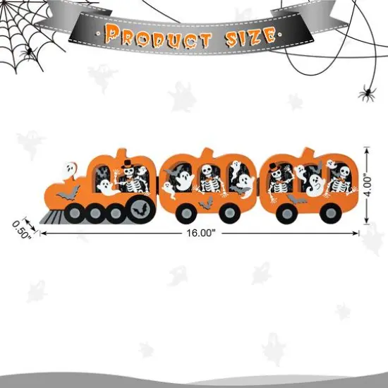 Glitzhome&reg; 16" Halloween Skeletons & Ghosts Hinged Pumpkin Train D&eacute;cor {9}