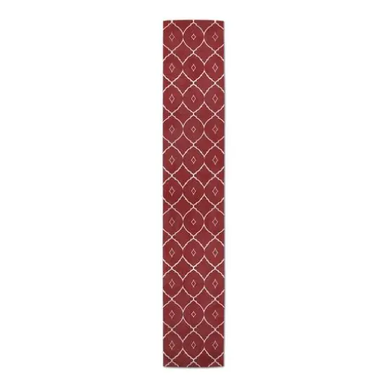 Geometric Pattern Indoor/Outdoor Table Runner Red {1}