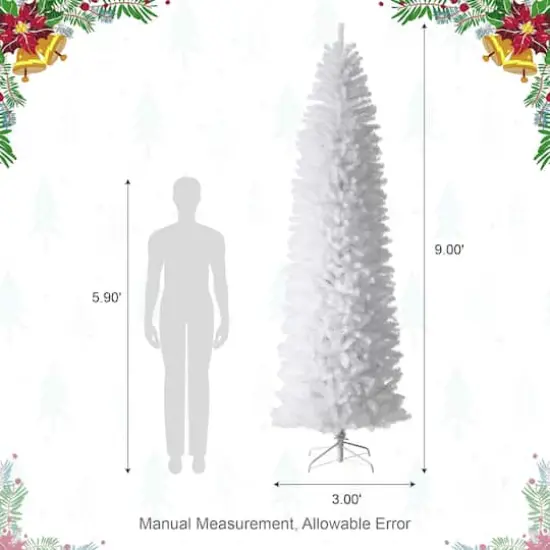 9ft. Unlit White Pencil Tinsel Artificial Christmas Tree {9}