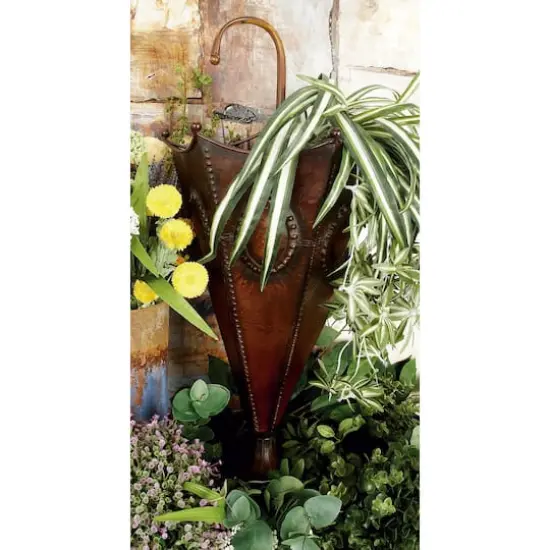 28" Brown Metal Rustic Umbrella Stand {7}