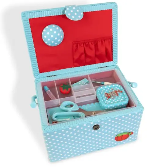 Dritz&reg; Aqua Dots Large Sewing Basket Kit {5}