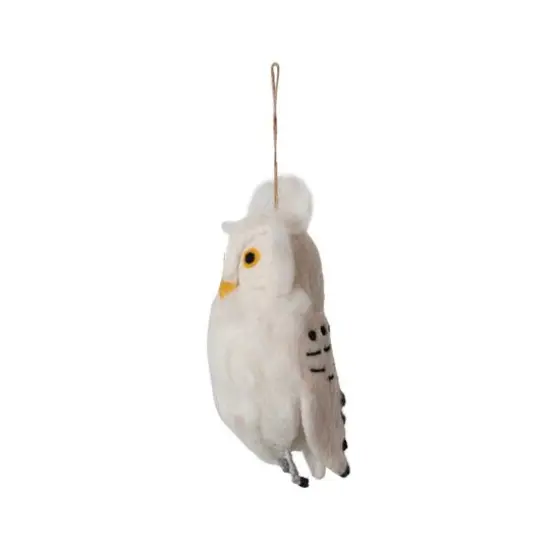 Hello Honey® 8" White, Yellow & Black Handmade Wool Felt Owl Ornament with Embroidery {5}
