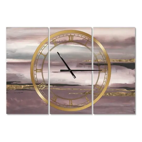 Designart 'Purple Glam Storm Iv Modern Multipanel Wall Clock {1}