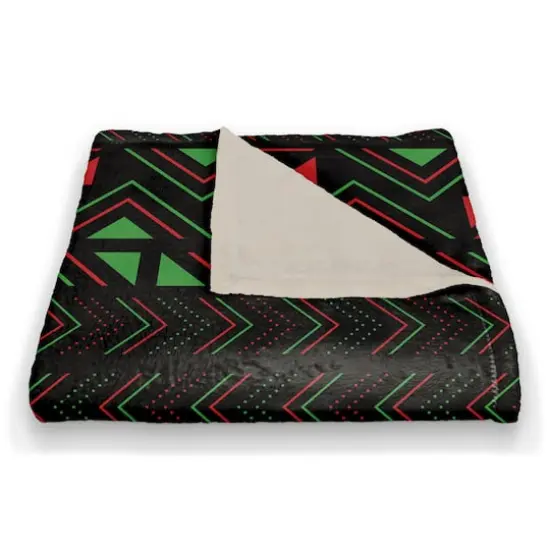 Kwanzaa Triangle & Geometric Pattern Coral Fleece Blanket {3}