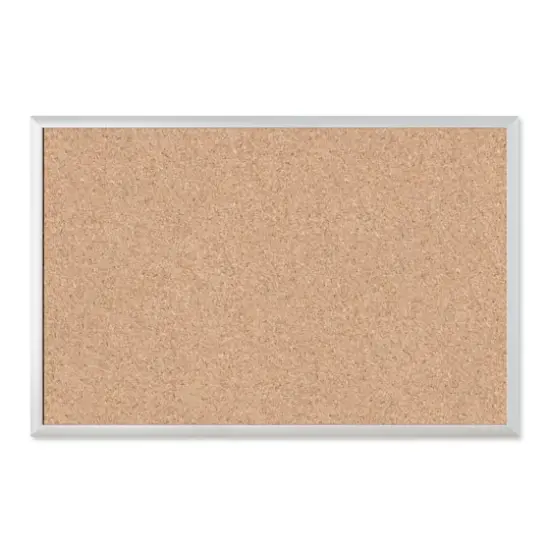 U Brands&trade; Silver Aluminum 36'' x 24'' Framed Cork Bulletin Board {1}