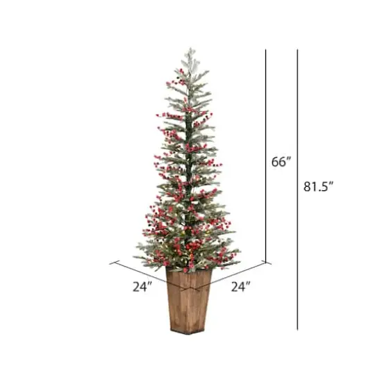 5.5ft Pre-Lit Frosted Berry Potted Pine Artificial Christmas Tree, Warm White Dura-Lit LED Lights {5}