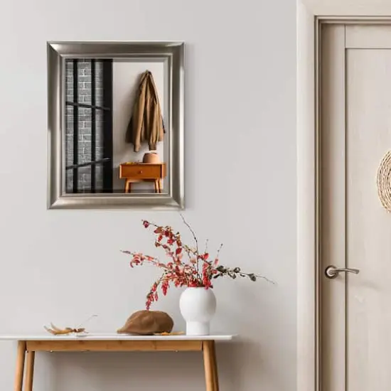 Head West Brushed Nickel Framed Wall Mirror - 35" x 29" {3}