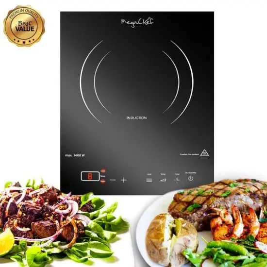 MegaChef Portable 1400W Single Induction Countertop Cooktop With Digital Control Panel {6}
