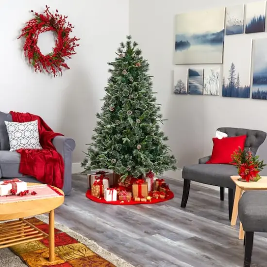 6ft. Pre-Lit Clermont Mixed Pine Artificial Christmas Tree, Clear LED Lights {6}