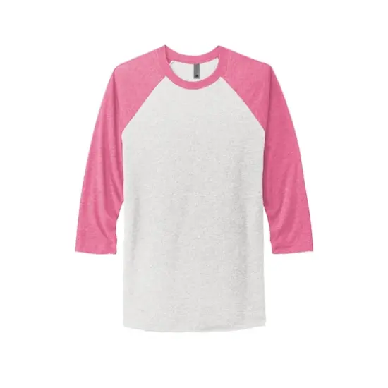 Next Level Unisex Tri-Blend 3/4-Sleeve Raglan T-Shirt VTG Pink/Hthr White {1}
