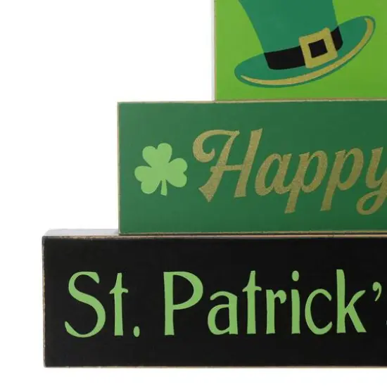 Glitzhome&reg; 9.5" St. Patrick's Wooden Block Table Sign {8}