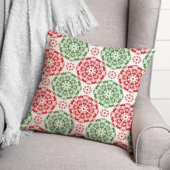 Christmas Kaleidoscope Pattern Throw Pillow {3}