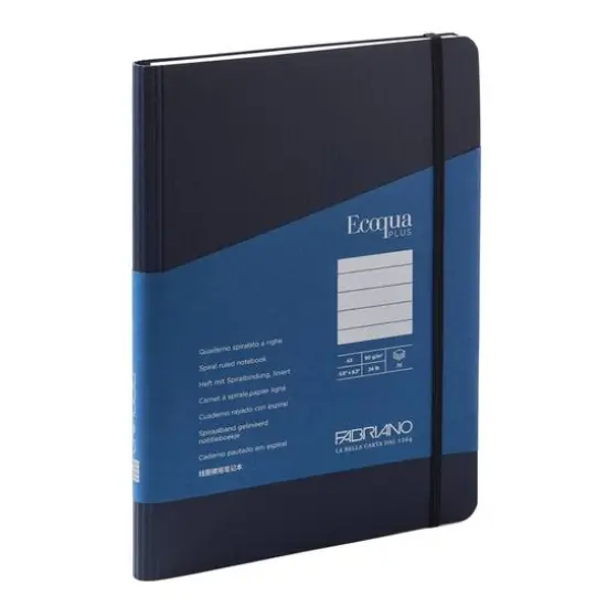 Fabriano&reg; EcoQua Plus A5 Lined Hidden Spiral-Bound Notebook Navy {1}