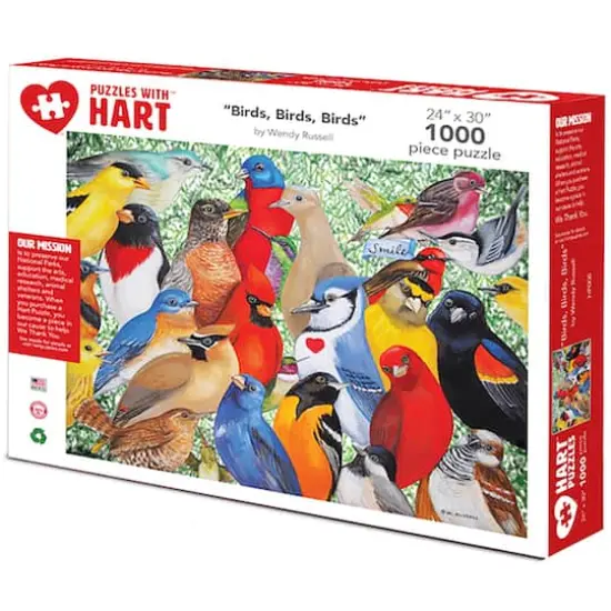 Hart Puzzles Birds, Birds, Birds by Wendy Russell 1,000 Piece Jigsaw Puzzle {1}