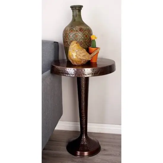 26" Bronze Aluminum Vintage Pedestal Table {5}