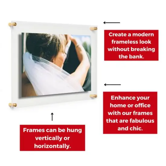 Cool Modern Frames 4 Pack Double Panel Acrylic Float Frames Gold {6}