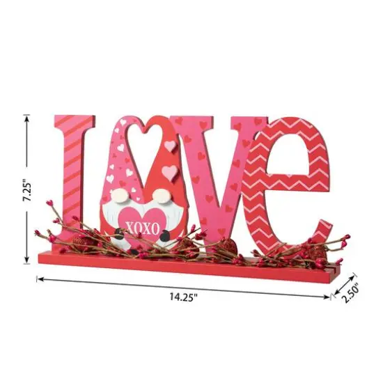 Glitzhome&reg; 14.25" Valentine's LOVE Wooden Gnome Table Decor {9}