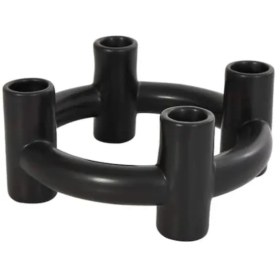 CosmoLiving by Cosmopolitan 8" Black & White Ceramic Geometric Circle Taper Candle Holder Set {4}