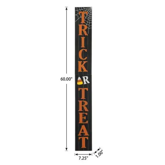 Glitzhome® Orange & Black Wooden Trick or Treat Porch Sign {8}
