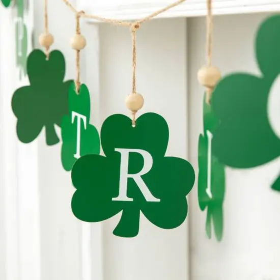Glitzhome&reg; St. Patrick's Metal Shamrocks Garland {6}