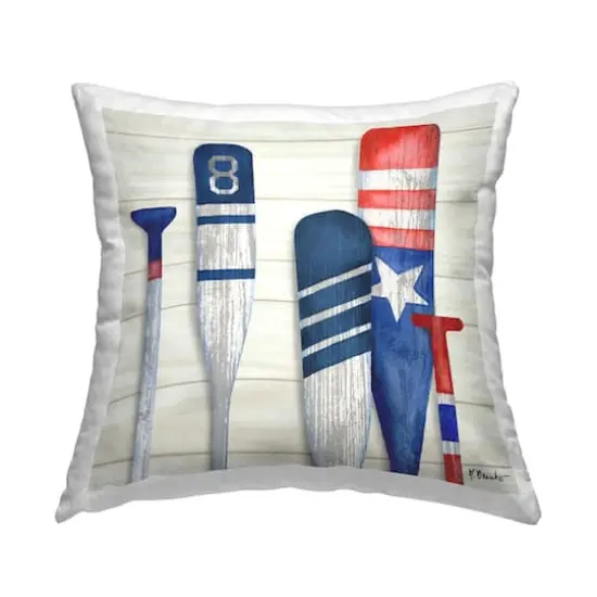 Stupell Industries Patriotic Lake Cabin Boating Oars Throw Pillow, 18" x 18" {1}