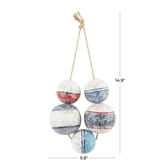 Multicolor Handmade Distressed 5 Strung Wooden Buoy Hung Wall D&eacute;cor {5}