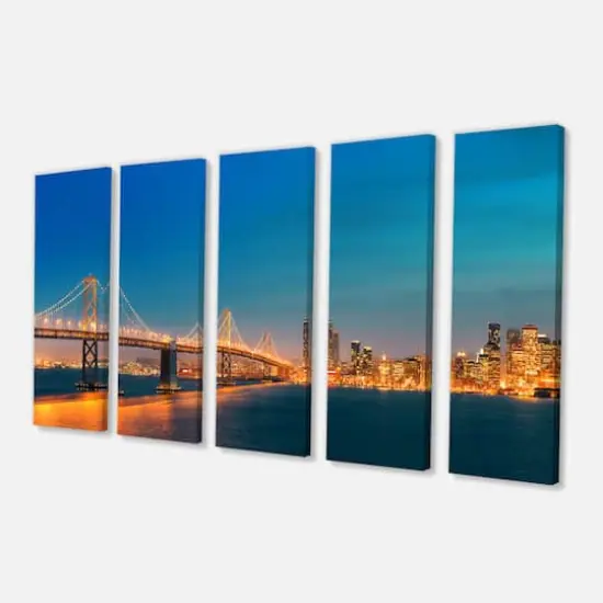 Designart - Illuminated San Francisco Skyline - Cityscape Canvas Print {3}