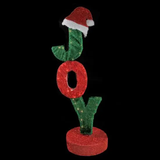 3.5ft. Rotating Red & Green Lighted JOY Christmas Sign {5}