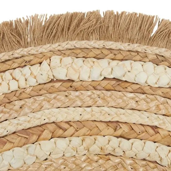 Beige Boho Style Wood Wall Mirror {3}