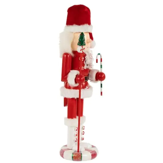 13.75" Red & White Peppermint Twist Mrs. Claus Wooden Christmas Nutcracker {4}