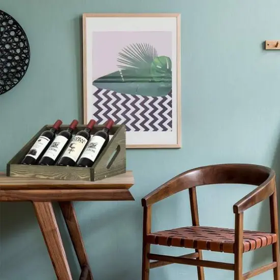 Olive Green Rustic Wood Wine Bottle Holder {7}