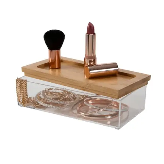 Simplify Bamboo Lid Square Clear Organizer Multi {4}