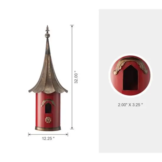 Glitzhome&reg; 32" Red Pagoda Metal Birdhouse {9}