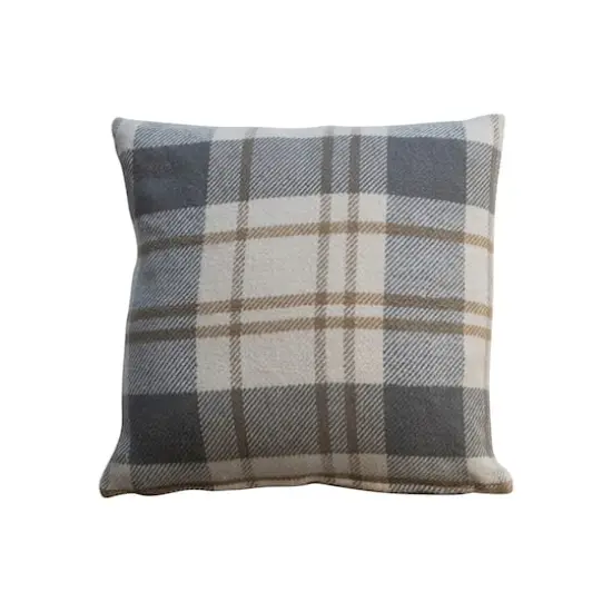 Hello Honey&reg; 20" Brown, Gray & Natural Plaid Brushed Flannel Throw Pillow {4}