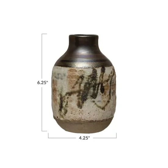 Hello Honey&reg; 6" Neutral Hand Painted Stoneware Vase {6}