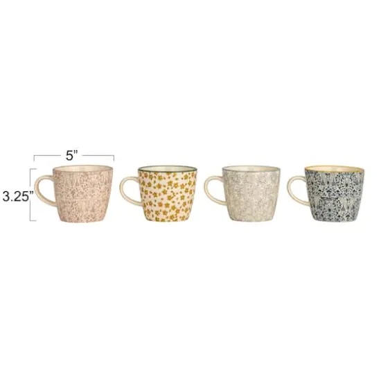 Hello Honey&reg; 5" Flower Print Stoneware Mug Set {12}